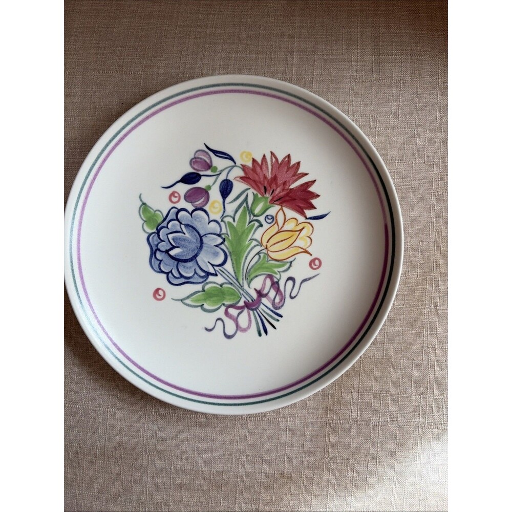 Vtg. Poole Pottery Traditional Ware Fuchsia Plate 50’s Hand Painted Ceramic